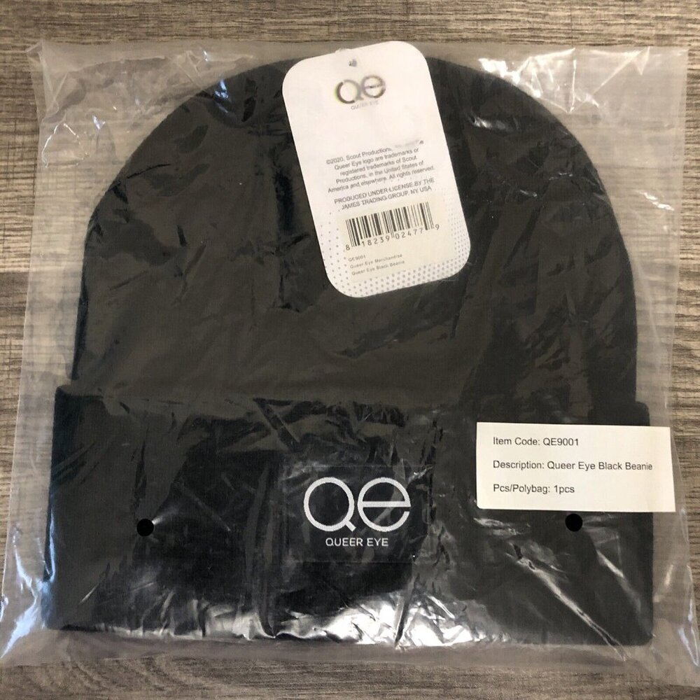 Queer Eye Merch Netflix LGBTQIA Black Stretchy Beanie, Unisex, NEW In Poly Bag